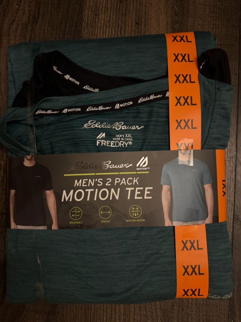 Eddie Bauer Men’s XXL Motion Tee 2-Pack NWT Performance Moisture Wicking Stretch